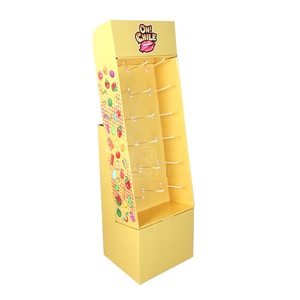 Estante de exhibición de cartón personalizado Candy Power <span class=keywords><strong>Wing</strong></span> Floor con gancho de clavija, estante de exhibición de POS de papel corrugado POP plegable para tienda minorista - Product Image 2