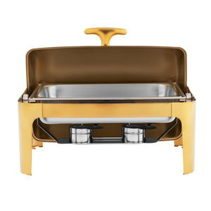 Calentador de Comida Tipo Buffet <span class=keywords><strong>RRR</strong></span> 9L Comercial Personalizable, de Acero Inoxidable Dorado, con Tapa Enrollable, Funciona con Alcohol 201, Manual - Product Image 2