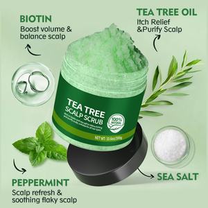 Autocollants personnalisés pour gommage du cuir chevelu 100% naturel, soin capillaire, exfolie en douceur les résidus de cheveux, apaise le cuir chevelu qui gratte, à l'huile d'arbre à thé - Product Image 2