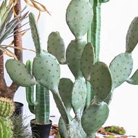Grand Cactus Artificiel 108-204cm en PE, Plante du Désert Artificielle à Tiges Multiples et Base Ronde, Respectueuse de l'Environnement