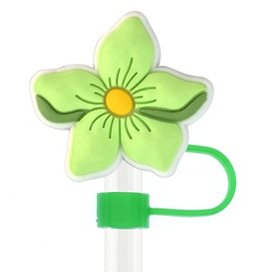 Cubierta de Silicona para Pajitas de 10 mm con Logotipo Personalizable, Diseño Creativo de Flores, PVC Suave, Reutilizable, a Prueba de Polvo, Accesorios para Bebidas - Product Image 4