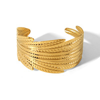 Bracelet de mode réglable en acier inoxydable PVD plaqué or 18 carats pour femme Bracelet personnalisable pour bijoux de conscience de style