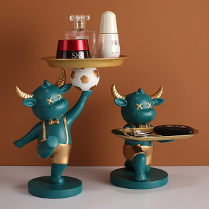 ถาดตกแต่งรูปวัวสุดสร้างสรรค์ สำหรับเก็บเครื่องสำอาง ของตกแต่งบ้าน ดีไซน์ร่วมสมัย ทำจากเรซินสังเคราะห์ ลายสัตว์ รูปทรงไม่สมมาตร - Product Image 1