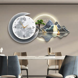 Reloj Decorativo de Pared para Restaurante, Silencioso, de Lujo, Luminoso, para Comedor, Murales de Paisajes - Product Image 2