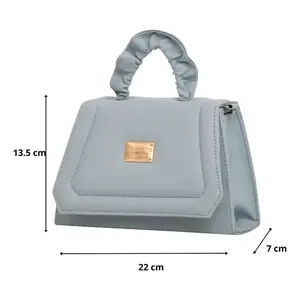 Sac bandoulière Fana Bonita Luisa bleu ciel, 7 pouces, fermeture éclair, en PU vegan, cadeau d'été - Product Image 1