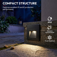 Lampe d'escalier LED carrée moderne en aluminium 3W IP65 pour extérieur, éclairage mural de jardin - Grande Vente