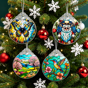 Ornement de Noël en verre fait main de haute qualité, motif OVNI et extraterrestre, idéal pour la décoration de la maison et des arbres, idée cadeau échangeable - Product Image 3