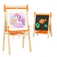 Chevalet d'art en bois pour enfants 2+ ans, tableau effaçable à sec double face réglable, tableau blanc magnétique, rouleau de papier, barre de 28-40 pouces, jouet