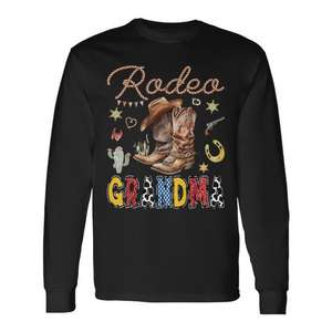 T-shirt à manches longues Rodeo Grandma Western Cowboy, vêtements assortis pour la famille, anniversaire - Product Image 1