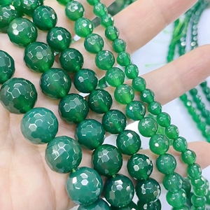 6-14mm <strong>Emerald</strong> Chalcedony Dark Green Agate Faceted Round <strong>Beads</strong> for Jewelry Craft DIY Approx: 380mm - Product Image 1