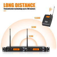 XTUGA IEM1200 Système de Monitoring Intra-Auriculaire Professionnel UHF Sans Fil pour Scène Vocale et Instrumentale
