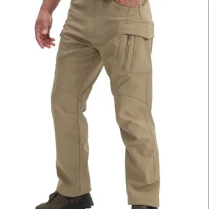 Мужские зимние тактические утепленные брюки из мягкой ткани, флисовые карго с карманами и водонепроницаемые теплые рабочие брюки