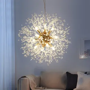Candelabro de cristal con diseño creativo para dormitorio, Lámpara decorativa de estilo nórdico, regulable, con copos de nieve