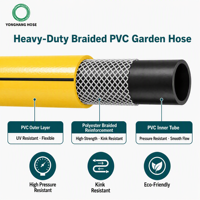 Selang Taman PVC Kepang Poliester 3 Lapis 1/2 Inci 15m WP 8 Bar BP 24 Bar Anti Penuaan Daya Tahan Lama untuk Penyiraman Taman dan Halaman