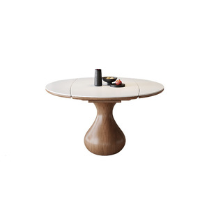 Mesa de comedor redonda de madera extensible y plegable para casas pequeñas y familias - Product Image 5