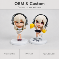Figurine Chibi Anime Fille aux Écouteurs Kawaii en PVC, Ornement de Bureau, Figurine d'Action Mignonne, Jouet de Collection, Vente en Gros OEM
