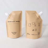 Pochette de recharge pour liquide en papier kraft biodégradable imprimé personnalisé écologique Sac de recharge pour diffuseur de roseaux 150ml
