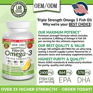 自有品牌鱼油 <span class=keywords><strong>Omega</strong></span>-3 软胶囊，含 EPA 和 DHA，柠檬味鱼油胶囊，<span class=keywords><strong>Omega</strong></span> 3 补充剂，免疫和皮肤健康 - Product Image 2