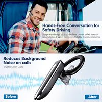 Headset Bluetooth nirkabel, Headset gantung gaya telinga siaga panjang baterai hidup bisnis mengemudi tampilan Digital tahan air pengurang kebisingan