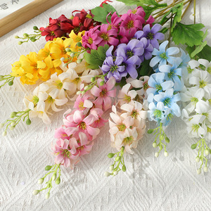 Bouquet de fleurs artificielles en jacintes et delphiniums, en plastique et soie, pour décoration de maison et de mariage, rose, violet, champagne, rouge - Product Image 2