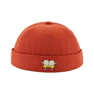 Gorra Docker de algodón OEM, gorros, para trabajadores gorro de marinero, gorro Sin borde, puño enrollado, sombrero Sin borde ajustable Retro a la moda