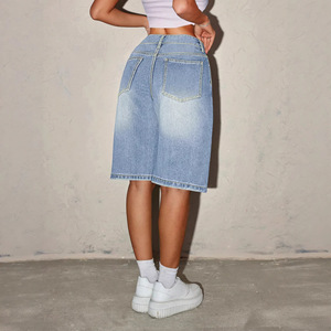 Shorts en <span class=keywords><strong>jean</strong></span> bleu clair vintage pour femmes, taille haute, coupe ample, mode estivale, vêtements décontractés - Product Image 3