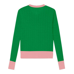 제조업체 Oem Odm 사용자 정의 여성 그리스 니트 스웨터 인과 핑크 녹색 여학생 오픈 전면 긴 소매 카디건 - Product Image 3