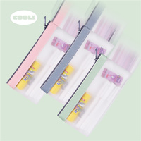Gelory Porte-stylo multifonctionnel Trousse à crayons transparente Teens Portable Stationery Organizer Pencil Pouch with Zipper
