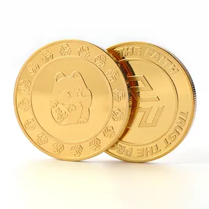 Custom logo shiny gold challenge cat coins to buy