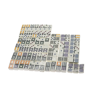 DOUBLE <span class=keywords><strong>DOMINO</strong></span> 15 Carreaux de <span class=keywords><strong>domino</strong></span> écologiques en urée et mélamine avec des points de couleurs vives pour les rendre plus faciles à identifier - Product Image 1