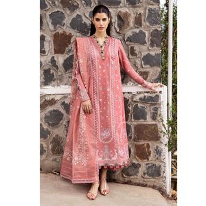 Tela de algodón sin coser con bordado y dupatta de gasa bordada - Product Image 1