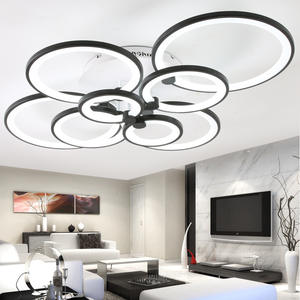 Nouveau Style Acrylique Anneaux Moderne Plafonnier Salon Cercle Trois Couleurs Dimmable Led Plafonniers - Product Image 5
