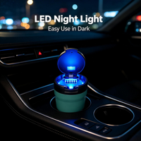 Cendrier de voiture compact JIJU NOUVEAU 2026 7,7*7cm avec lumière LED nocturne – Gardez votre voiture propre – Accessoires pour fumeurs