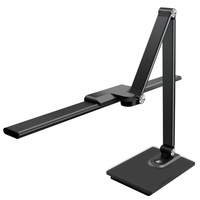 Lampe de bureau LED moderne à clipser Protection des yeux Écran incurvé Abat-jour en métal noir Corps en aluminium à piles pour étudiants Ordinateur