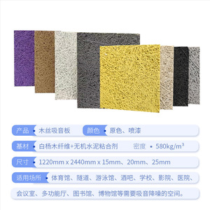 Wood Wool Sound Absorbing Panel 1220x2440mm 15-25mm For Bars KTV Conference Rooms Ceiling Wall Decoration - Product Image 1