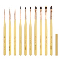 Nouvel ensemble de nail art de luxe avec manche en bois et longue tige, en nylon, style japonais, pour peinture au gel UV, dessin de lignes, dégradé et liner carré