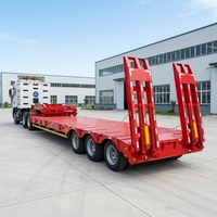 Semi-remorque surbaissée 80-100 tonnes, fabrication directe Shandong, poutre principale en acier au carbone Q345, 24 pneus 12R22.5, fiable et durable