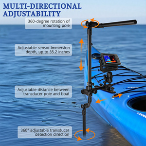 Velpaw 360 <b>Adjustable</b> Live Sonar Transducer Pole Mount <b>Stand</b> for Kayak Boat Rotating Marine Drill-Down Base 1.5 Inch Ball - Product Image 4
