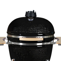 Barbecue au charbon de bois en céramique Kamado avec support en acier inoxydable, finition émaillée de 29 pouces, garantie 1 an - Fumoir de cuisson extérieur