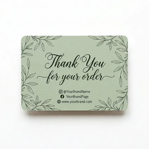 Cartes <span class=keywords><strong>de</strong></span> remerciement vert sauge botanique, écologiques, impression personnalisée, pour petites entreprises, cartes à insérer dans les colis, <span class=keywords><strong>commande</strong></span> en gros, OEM, vente en gros - Product Image 1