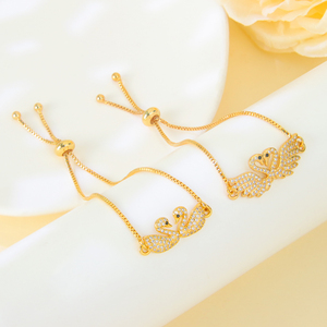 Trendy Zircon Inlay Charm <b>Bracelet</b> 21k <b>Gold</b> Plated Swan Hamsa <b>Infinity</b> Design Drawstring Hand Chains Jewelry for Women - Product Image 3