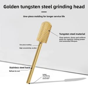 Tête de ponçage pour ponceuse à ongles, haute dureté, résistante à l'usure, pour <span class=keywords><strong>retirer</strong></span> le <span class=keywords><strong>vernis</strong></span> à ongles et le gel, tête cylindrique dorée claire, pour l'élimination des cuticules - Product Image 2