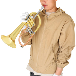 SLADE Venta al por Mayor de Fábrica Corneta Francesa de Marcha Instrumentos Musicales Fliscorno Profesional en Tono de Si Bemol con Laca Dorada - Product Image 3