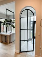 Ventanas abatibles de acero negro de estilo francés comercial con puerta de arco abierto abatible Acero interior para villas