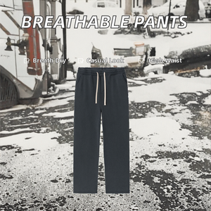 Pantalon décontracté pour homme, taille haute, style minimaliste, respirant, absorbant l'humidité, avec poches latérales, coupe large, effet vieilli, vente en gros - Product Image 2