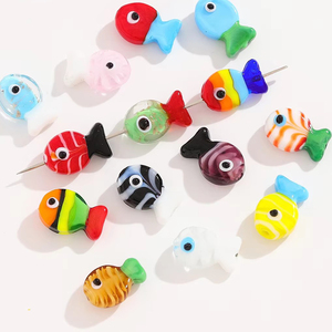 Cuentas de Vidrio de <span class=keywords><strong>Murano</strong></span> Hechas a Mano con Forma de Pez, Coloridas, con Orificio Recto, Accesorios para Hacer Joyas, Pendientes, Pulseras, Collares - Product Image 5