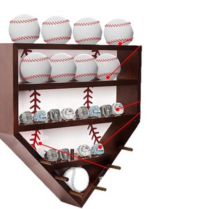 Wood Baseball <b>Medal</b> Display <b>Rack</b> Three Layer Wall Mounted Storage For Art Decor Rustic Style - Product Image 4