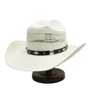 Private label new models summer outdoor trending wide brim cowboy cow boy cowgirl cow jazz straw oversize hat with design