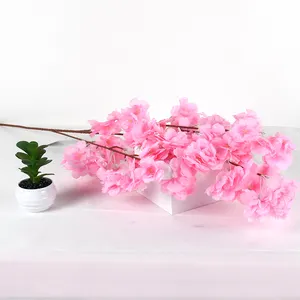 Handmade Artificial Encrypt Sakura Cherry Blossom Stems Hanging Silk Artificial Flowers Branch For Party Home Wall Decoration