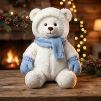 Ensemble d'écharpe, chapeau et gants en peluche en coton PP blanc, jouet en peluche, cadeau personnalisé, 31 cm-50 cm